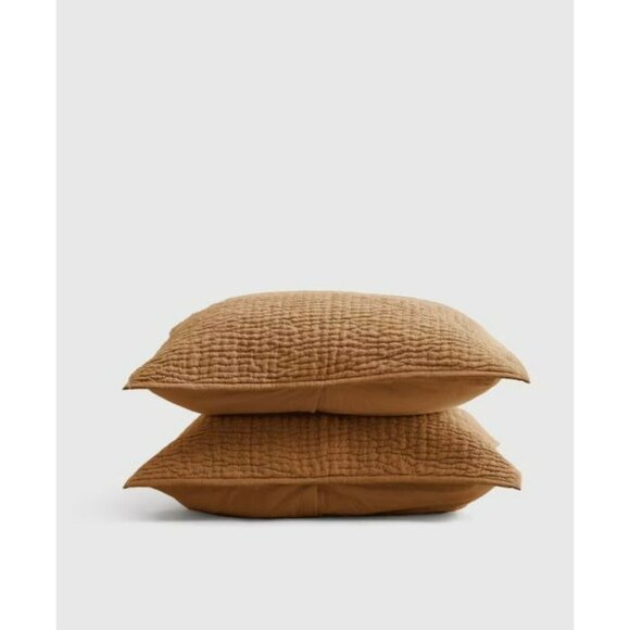 NWOT Quince European Linen Cotton Stitch Sham Set of 2 Terracotta Standard 20x26